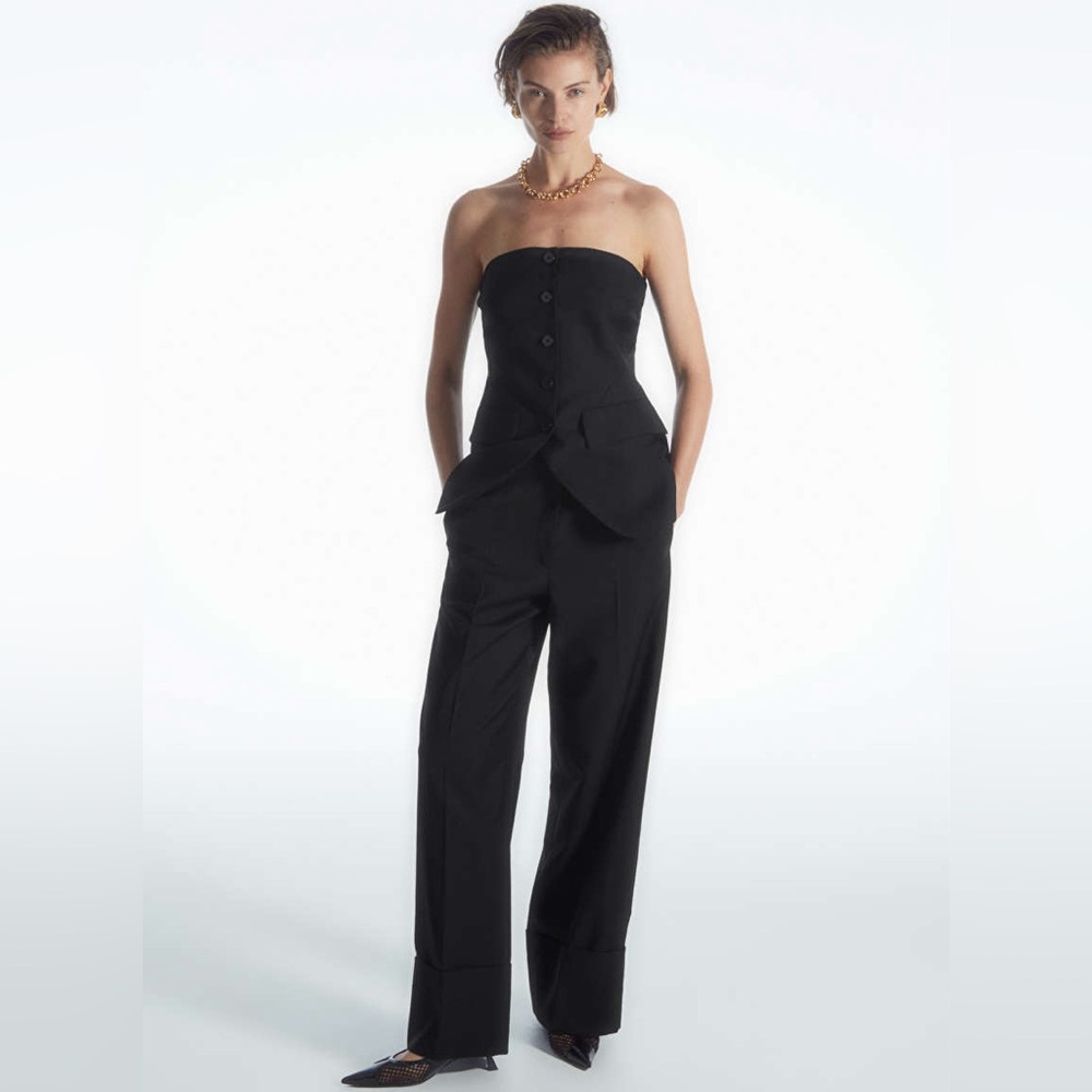 COS Black Strapless 2 Piece Pant Suit Set